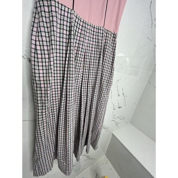 Chic Pink and Black Lace-Up Midi Dress - Picture 10 of 15